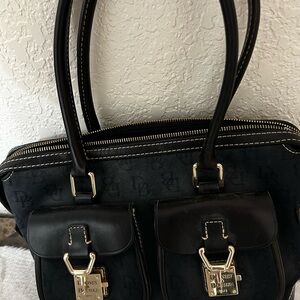 Dooney & Bourke Black Shoulder Bag with Gold Accents